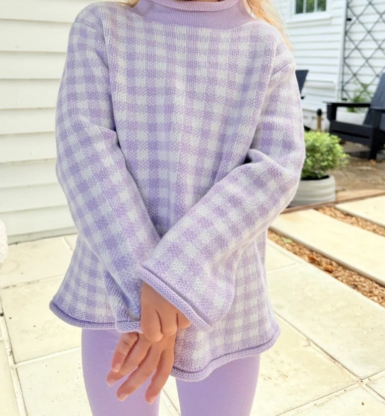 Gingham Rollneck Sweater PREORDER - appliqué