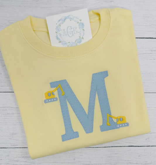 Applique Initial excavator tee - long sleeves