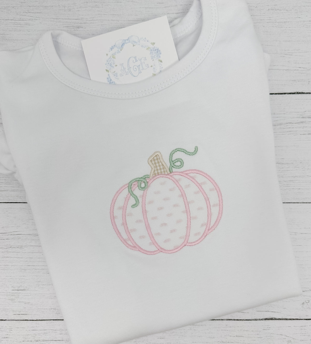 Pumpkin appliqué tee - short sleeves ruffle (girls)