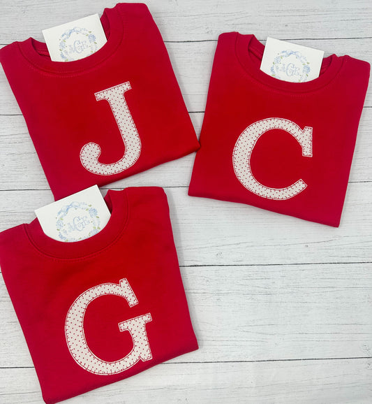 Initial appliqué tee - long sleeves