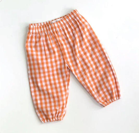 Unisex bubble pants - orange gingham