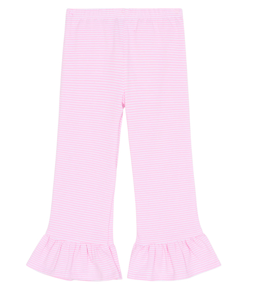Ruffle pants - knit pink mini stripe