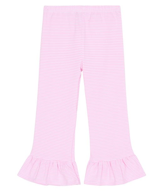 Ruffle pants - knit pink mini stripe