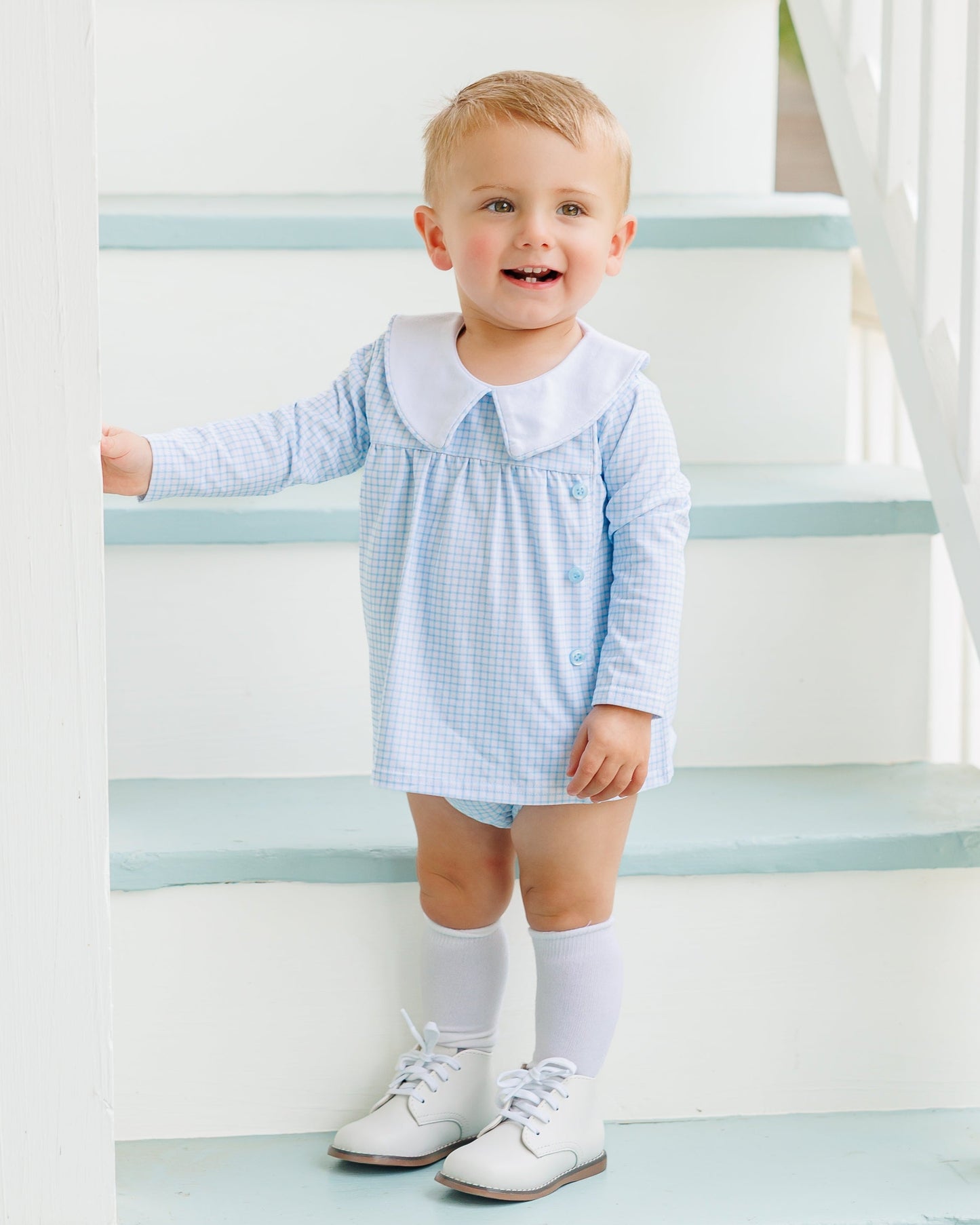 Liam Diaper Set - light blue windowpane