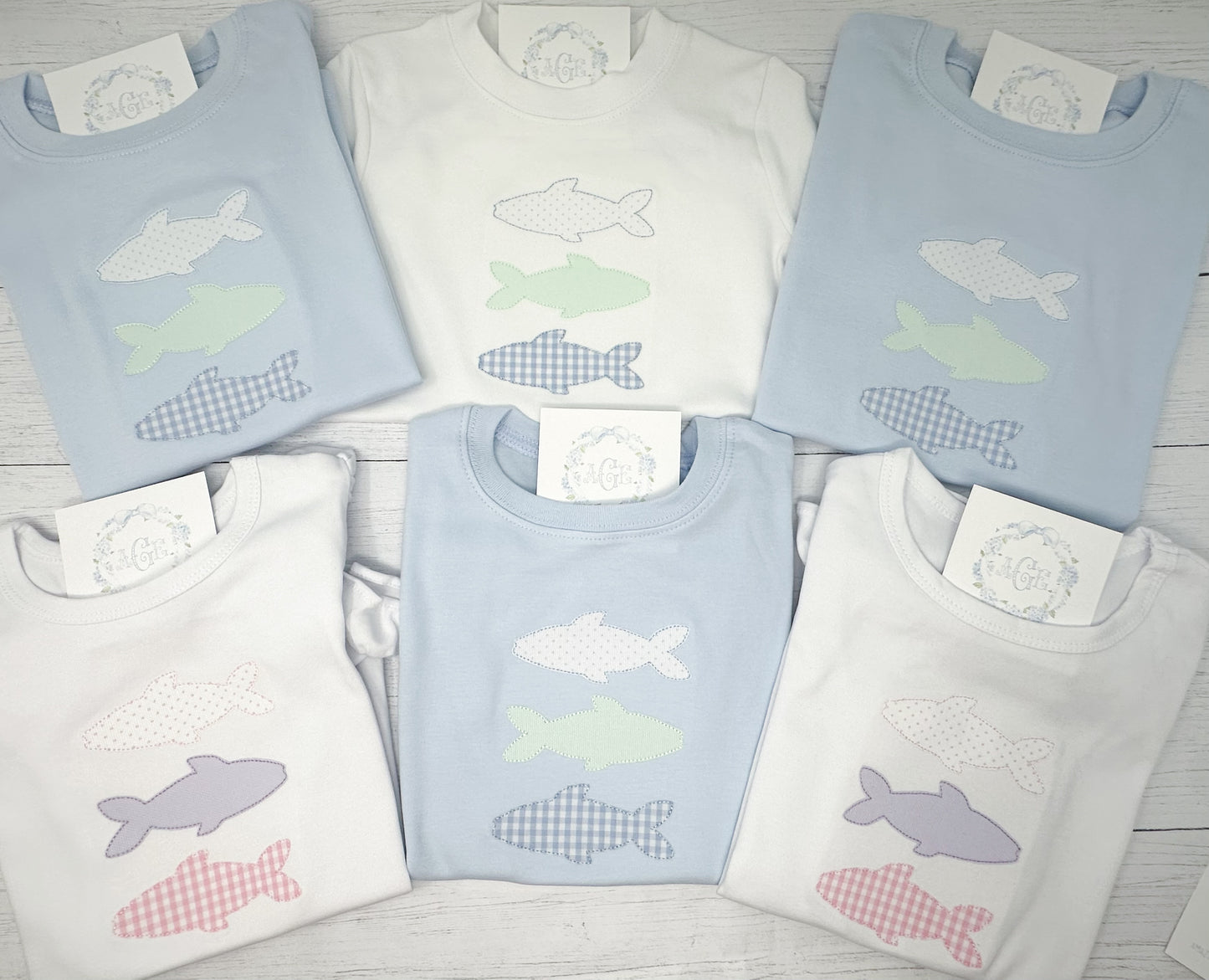 Fish trio appliqué tee