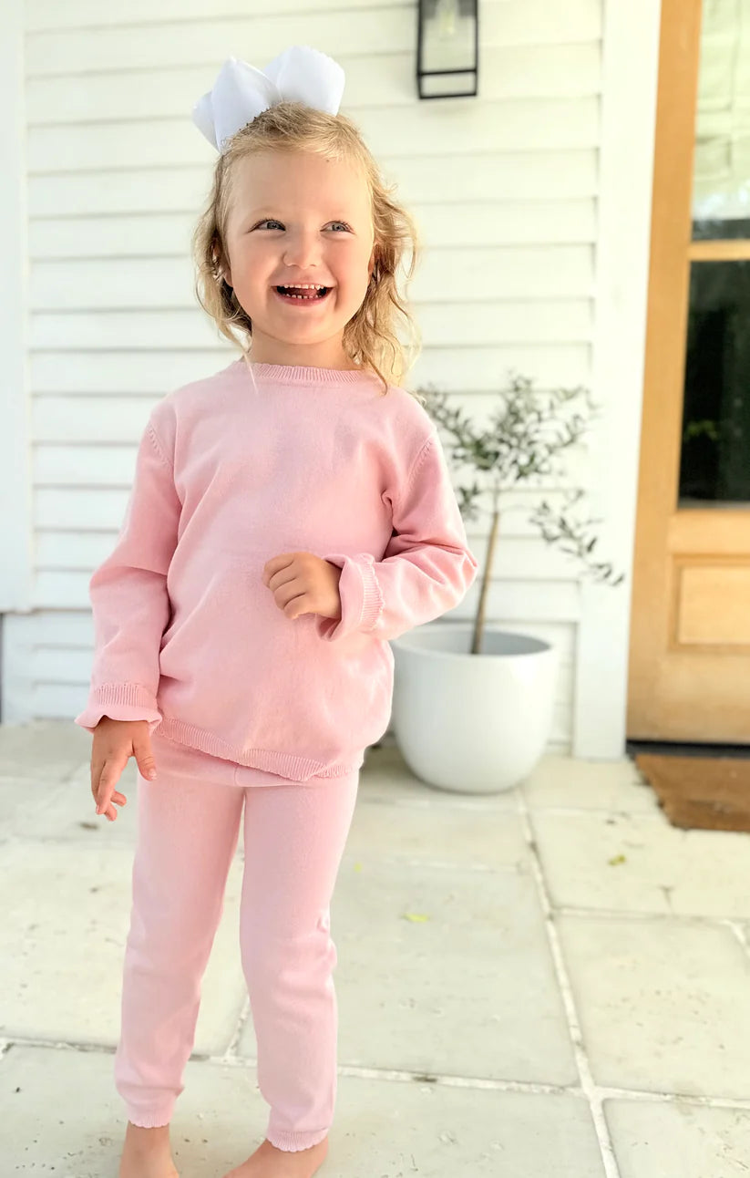 Pink Scallop Organic Knit Cotton Set PREORDER - Applique
