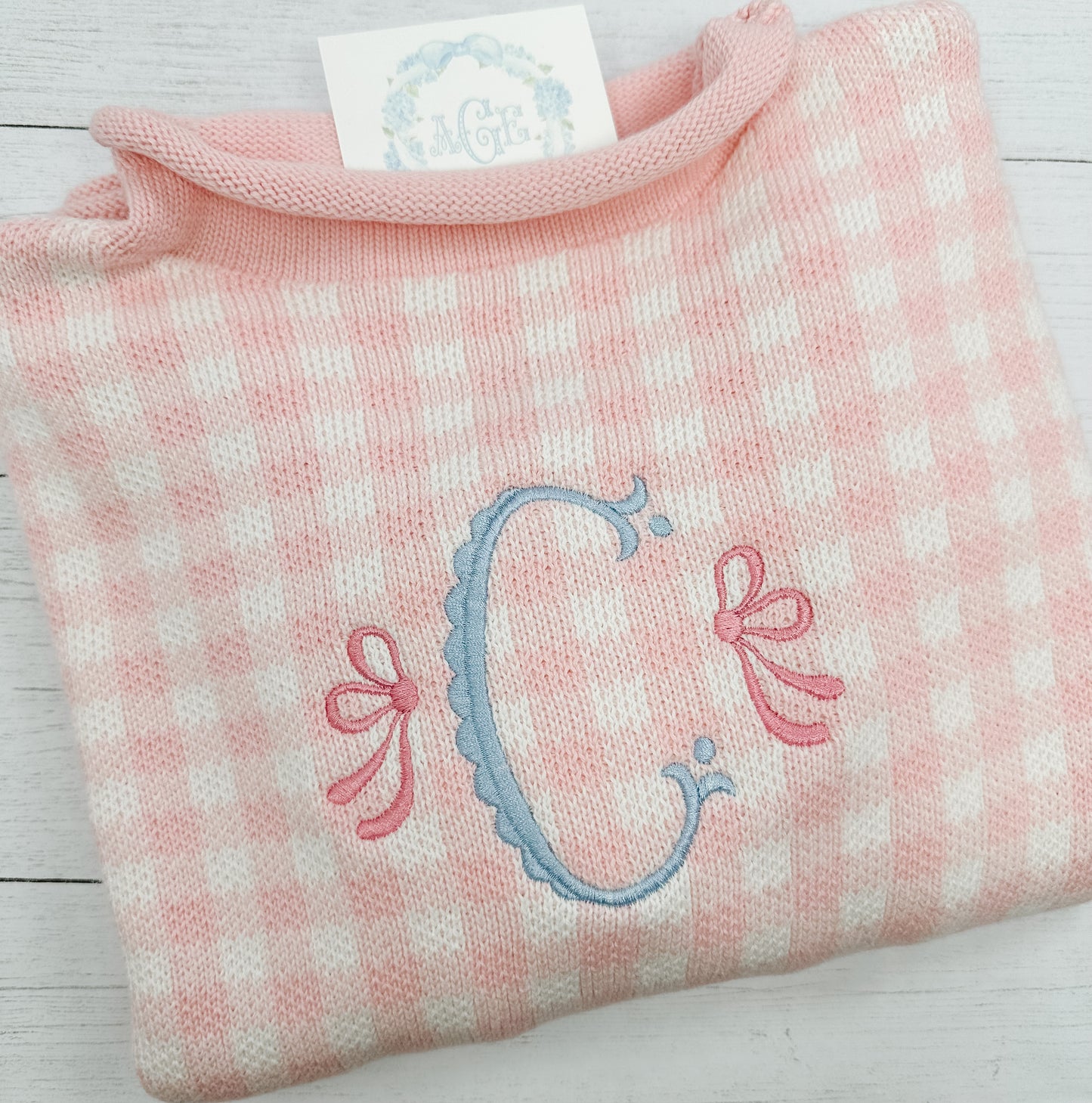 Gingham Rollneck Sweater PREORDER - name or mono