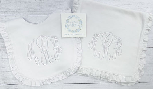 Bib and Burp Cloth Set - Ruffles