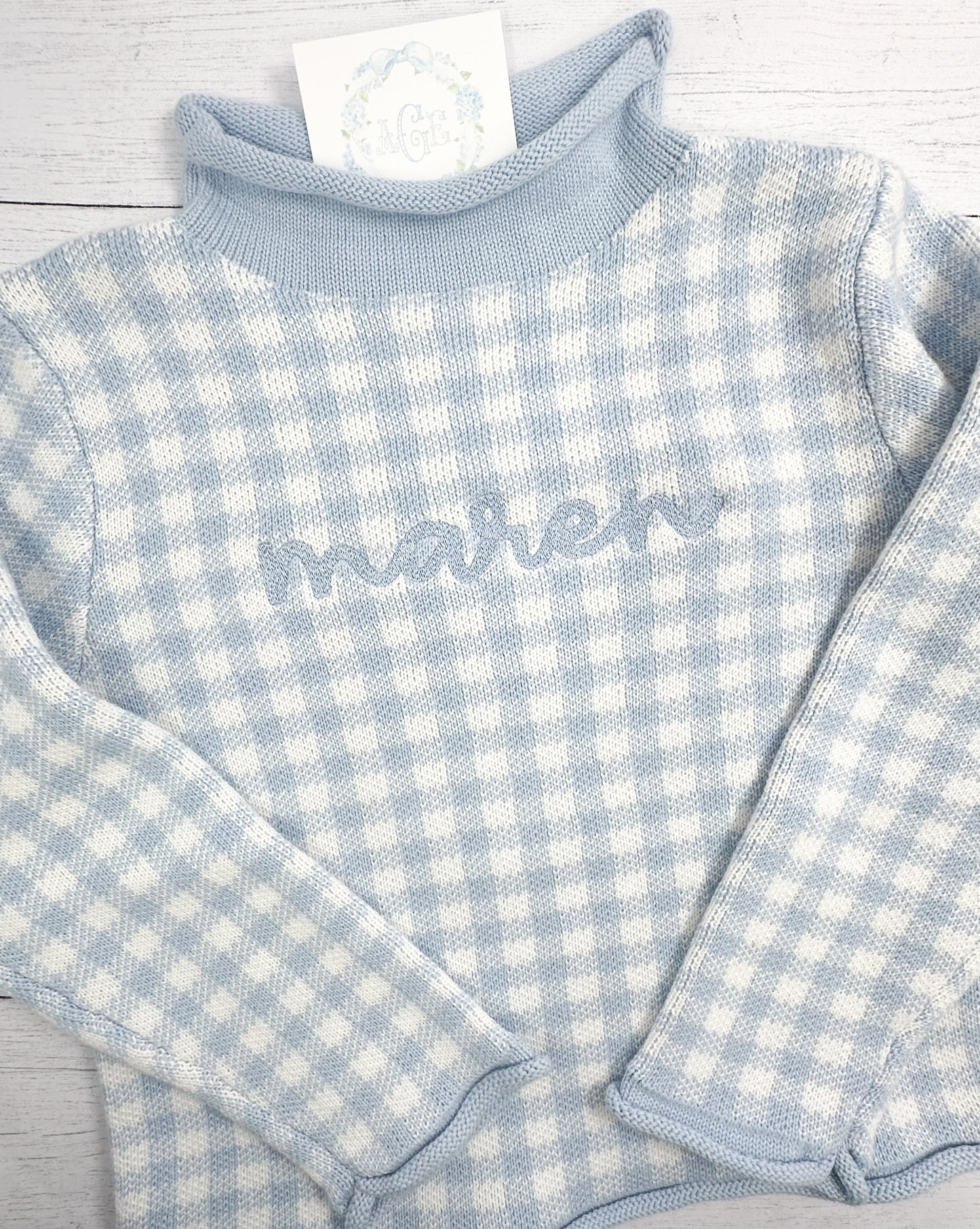Gingham Rollneck Sweater PREORDER - name or mono