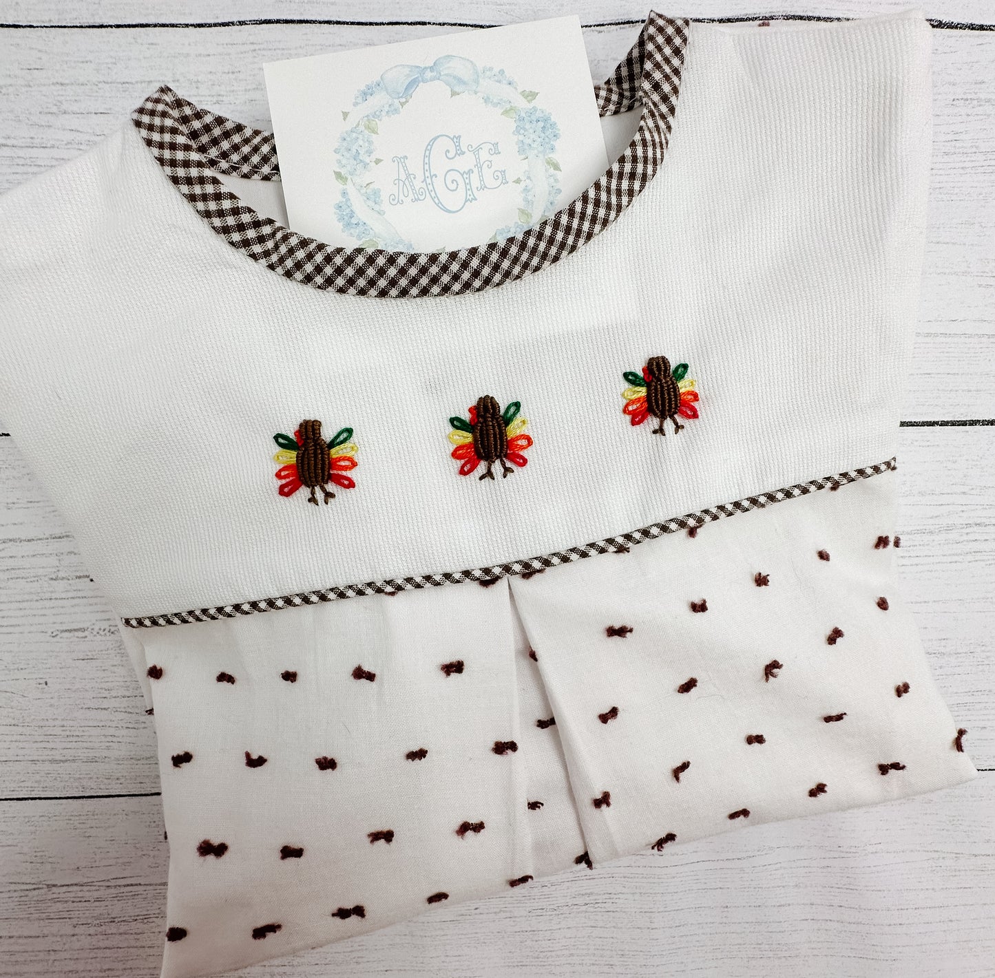 Hand embroidered Bullion Turkeys tee - BOYS short sleeves
