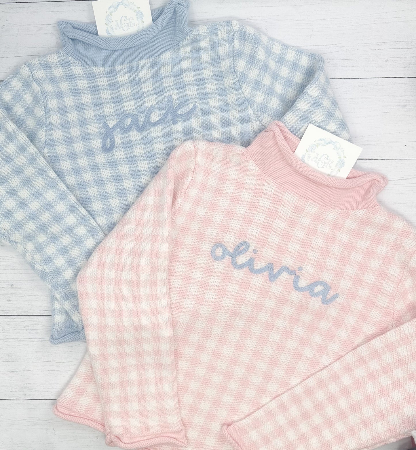 Gingham Rollneck Sweater PREORDER - name or mono