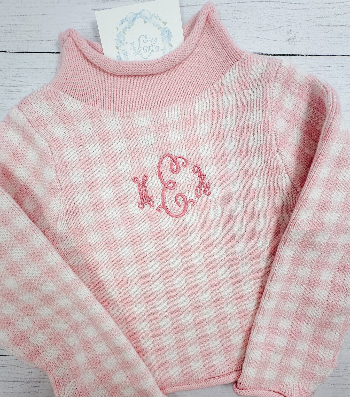 Gingham Rollneck Sweater PREORDER - name or mono