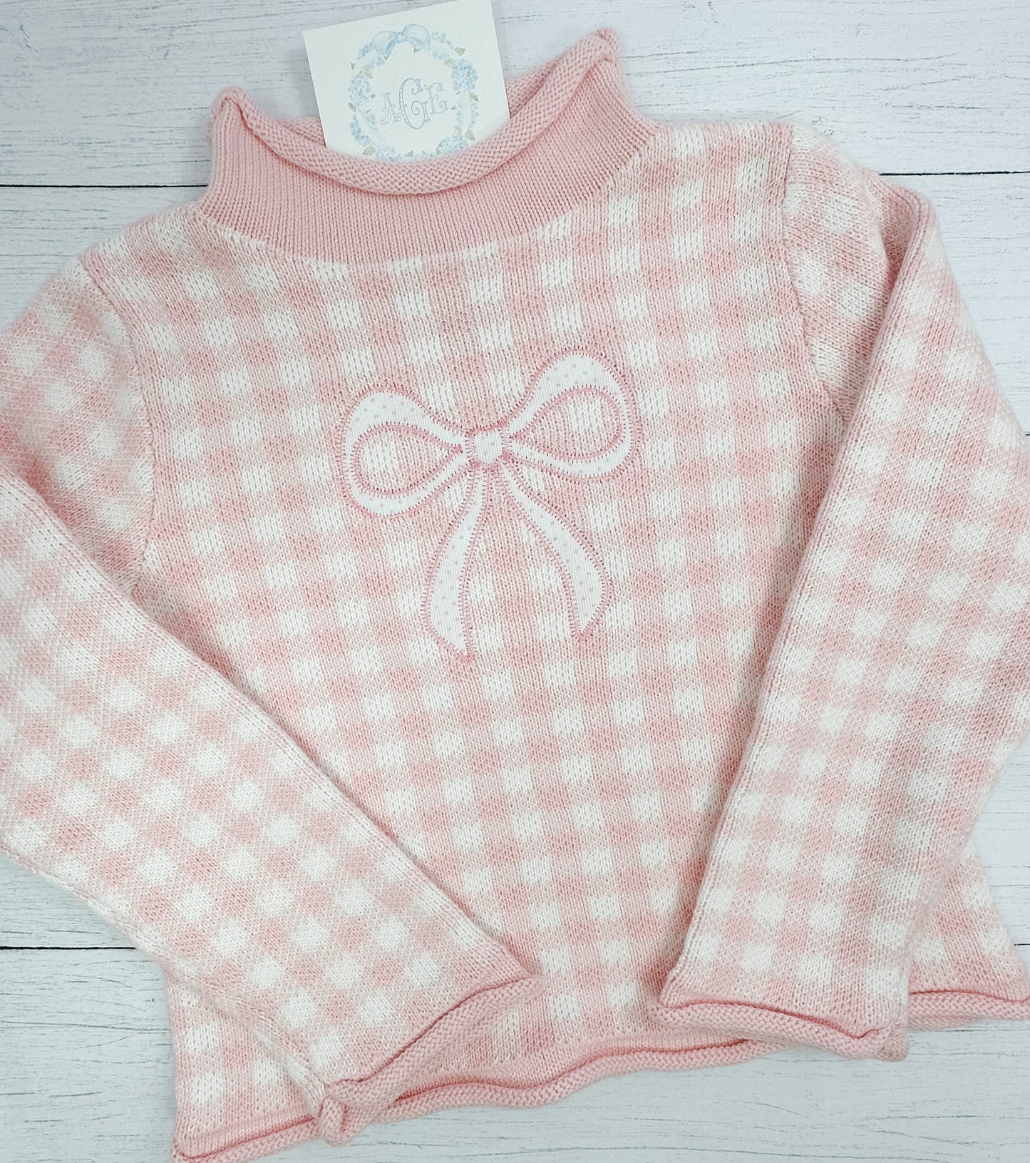 Gingham Rollneck Sweater PREORDER - appliqué