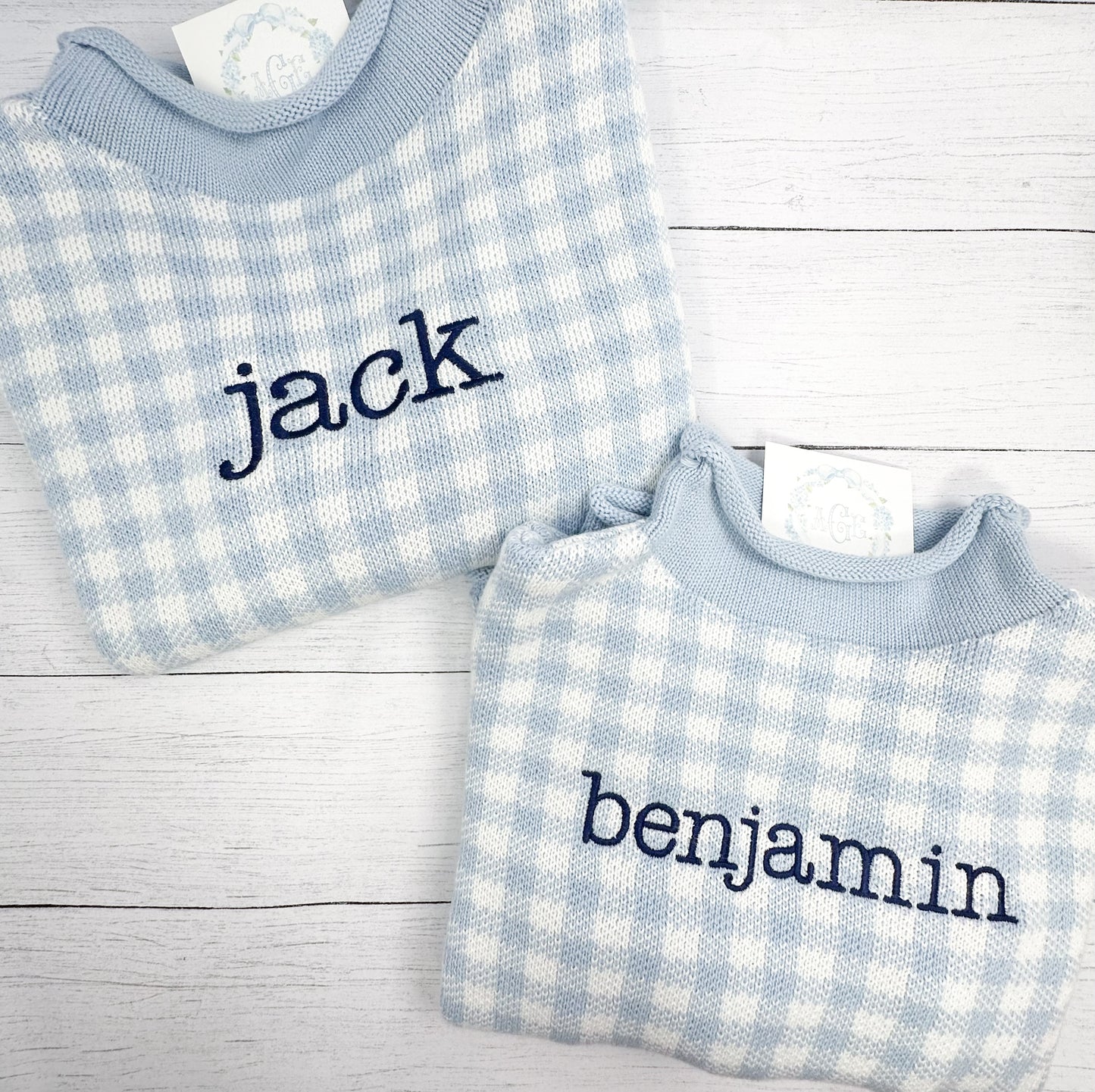 Gingham Rollneck Sweater PREORDER - name or mono