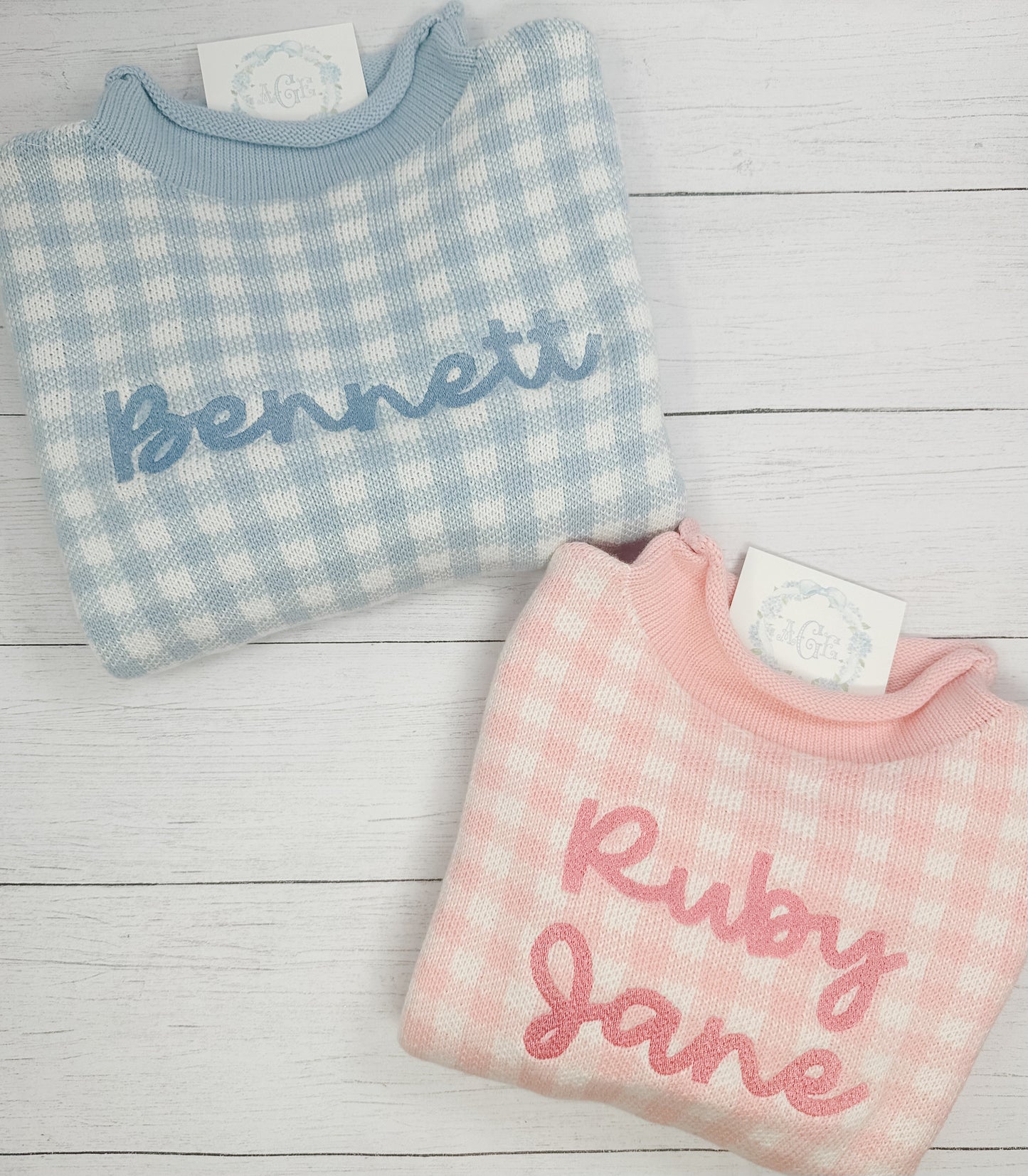 Gingham Rollneck Sweater PREORDER - name or mono