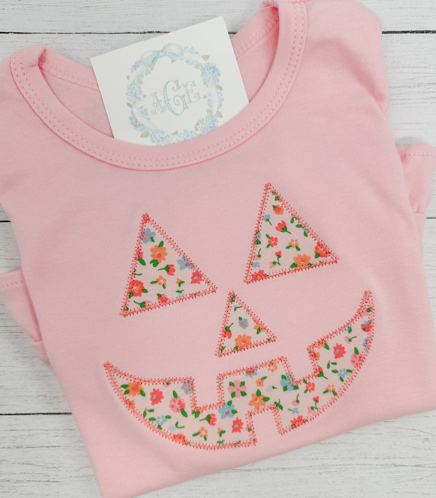 Jack O Lantern appliqué tee - short sleeves ruffle (girls)