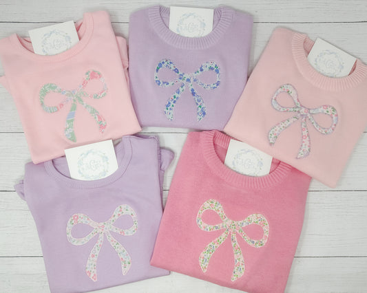 Bow appliqué tee - long sleeves