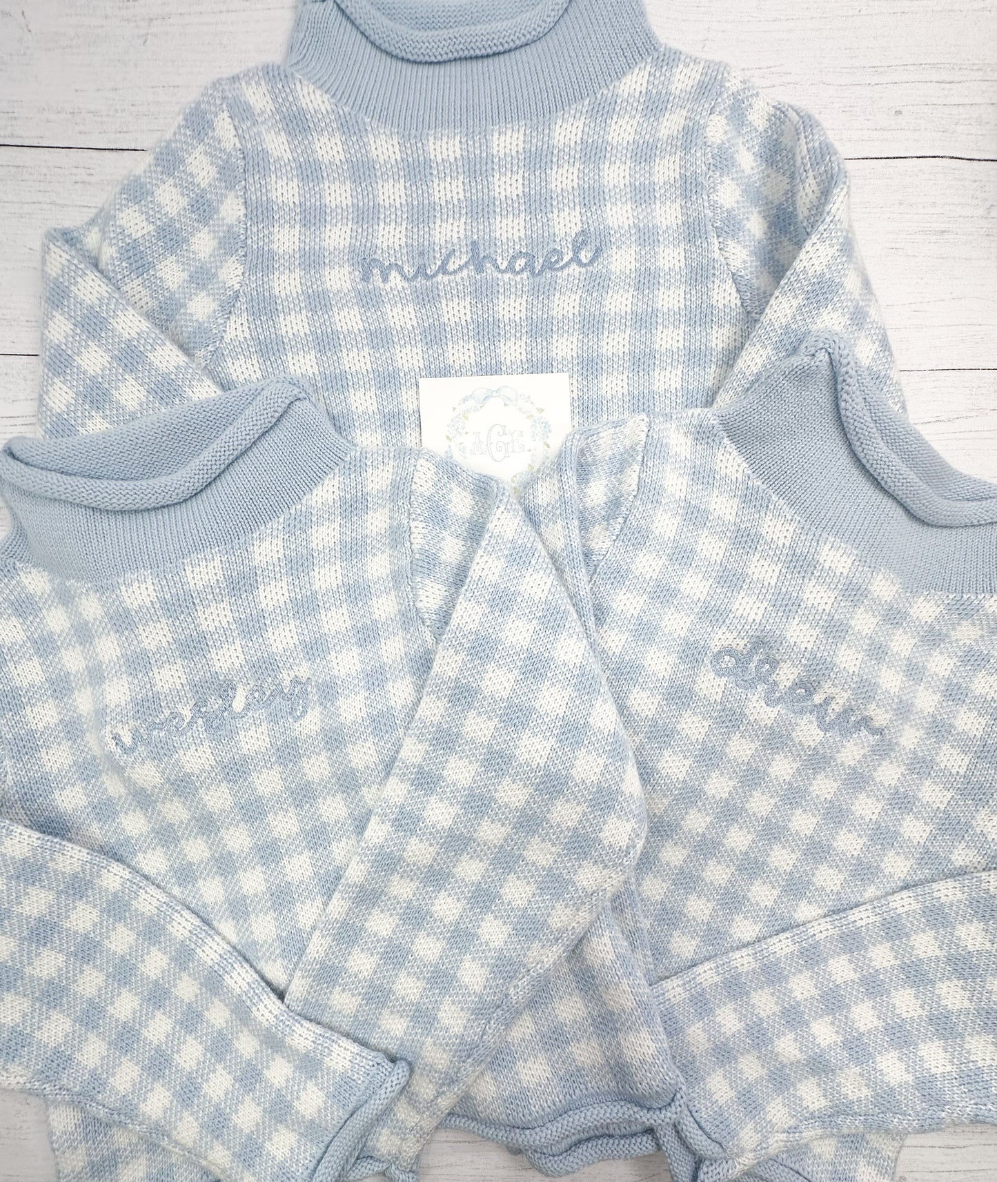 Gingham Rollneck Sweater PREORDER - name or mono