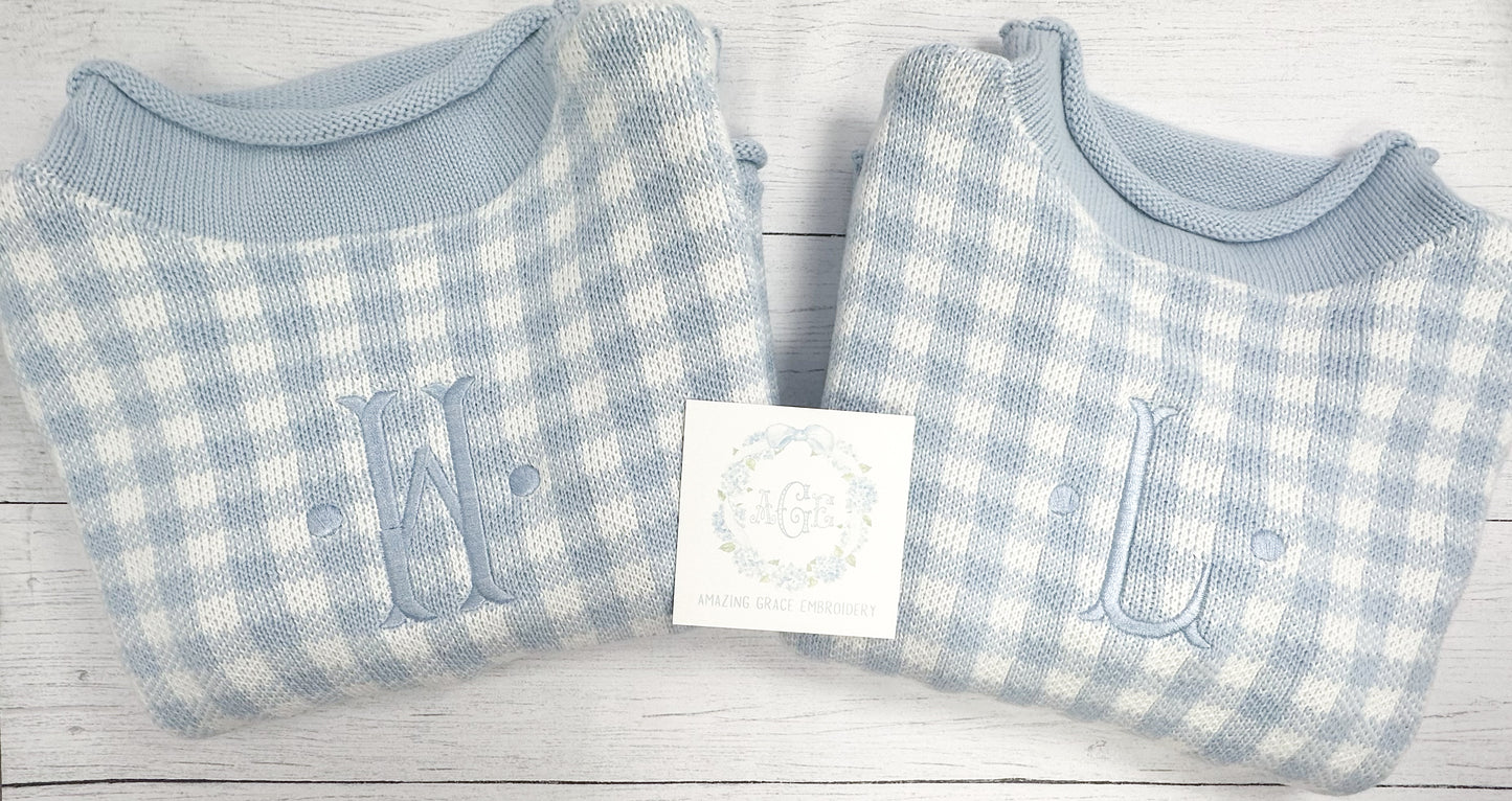 Gingham Rollneck Sweater PREORDER - name or mono