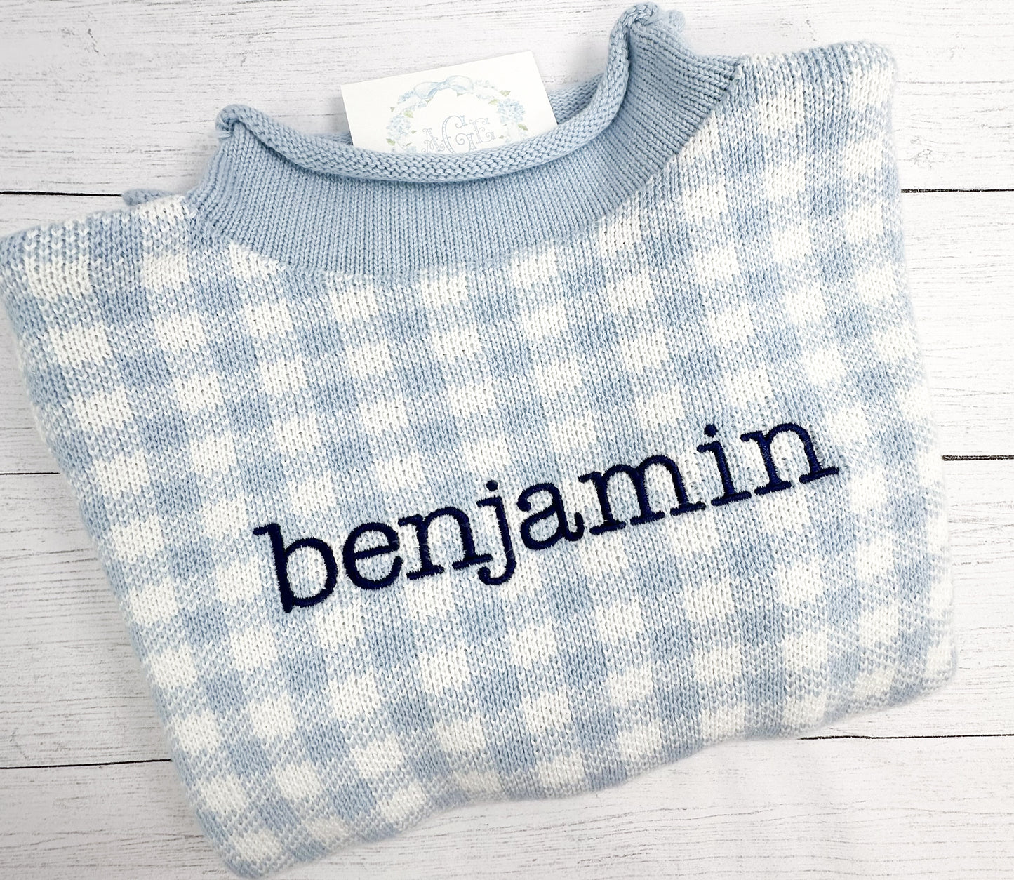 Gingham Rollneck Sweater PREORDER - name or mono