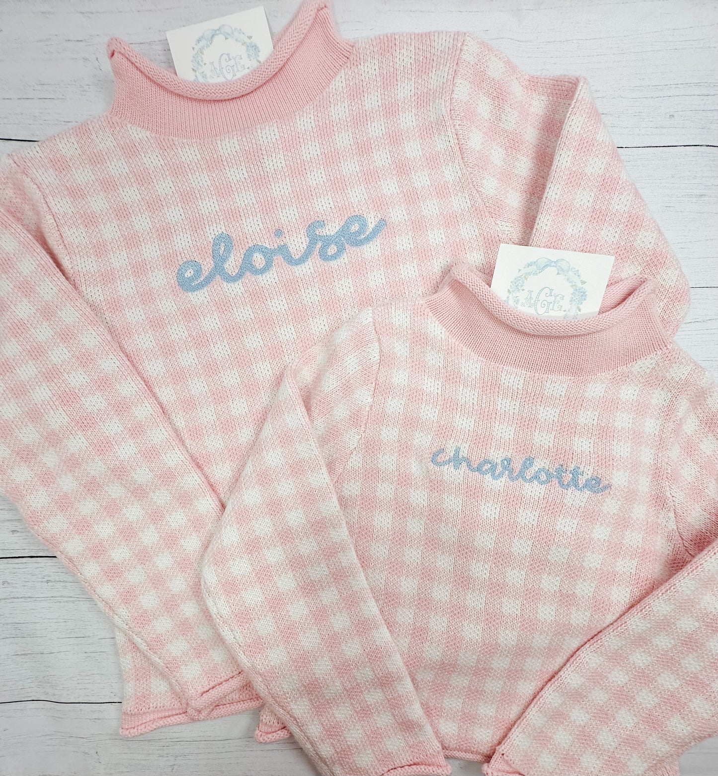 Gingham Rollneck Sweater PREORDER - name or mono