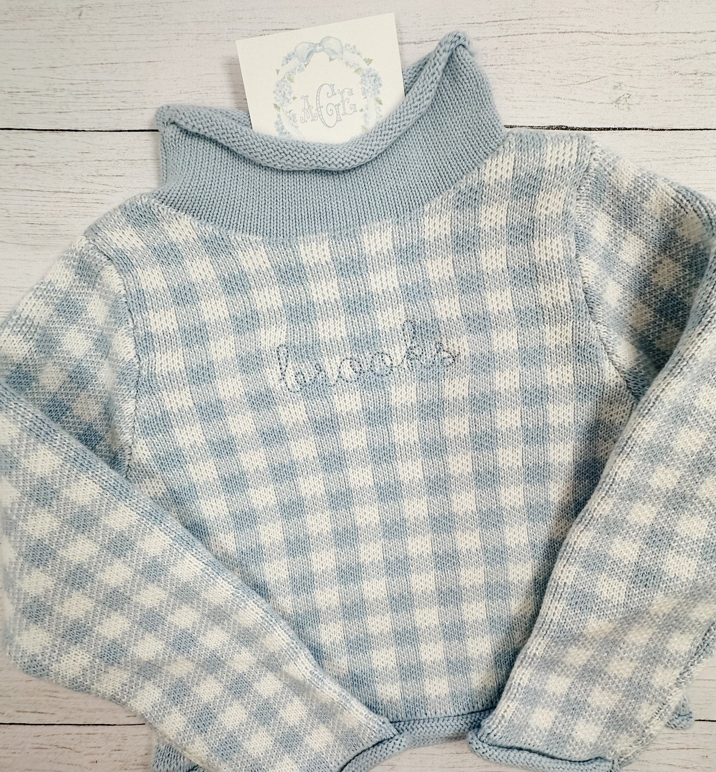 Gingham Rollneck Sweater PREORDER - name or mono