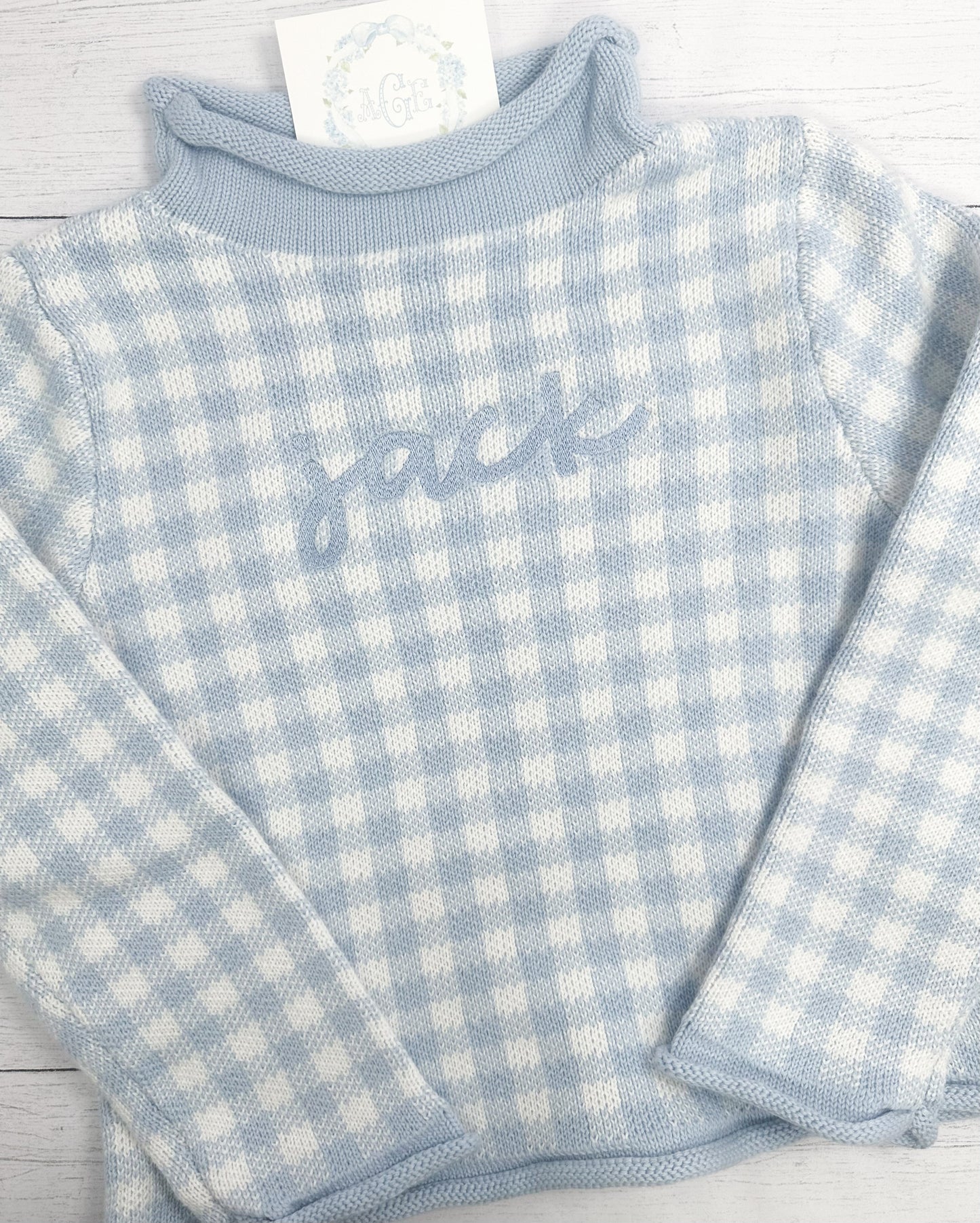 Gingham Rollneck Sweater PREORDER - name or mono