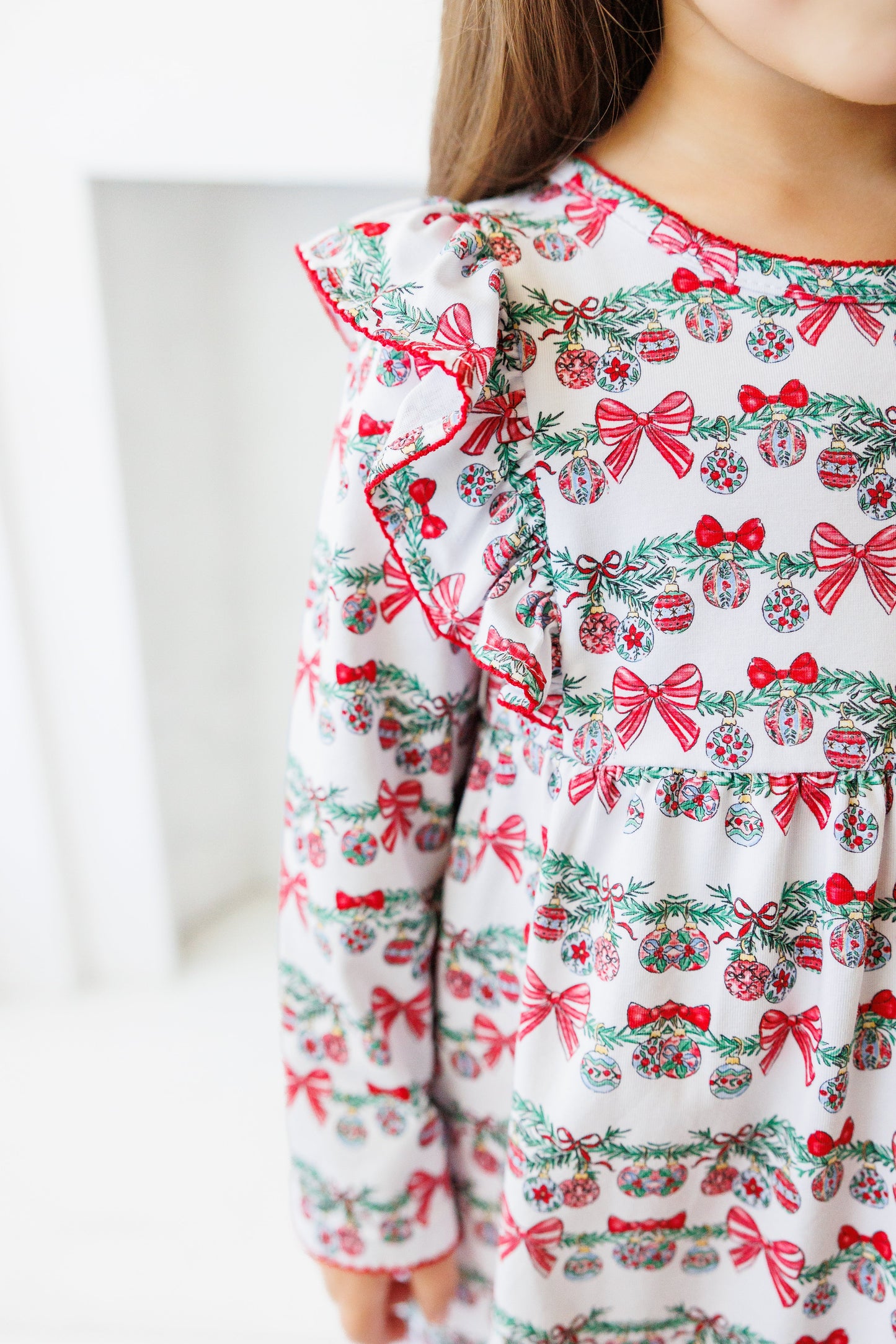 Bows and Baubles Christmas Flutter Pants Set