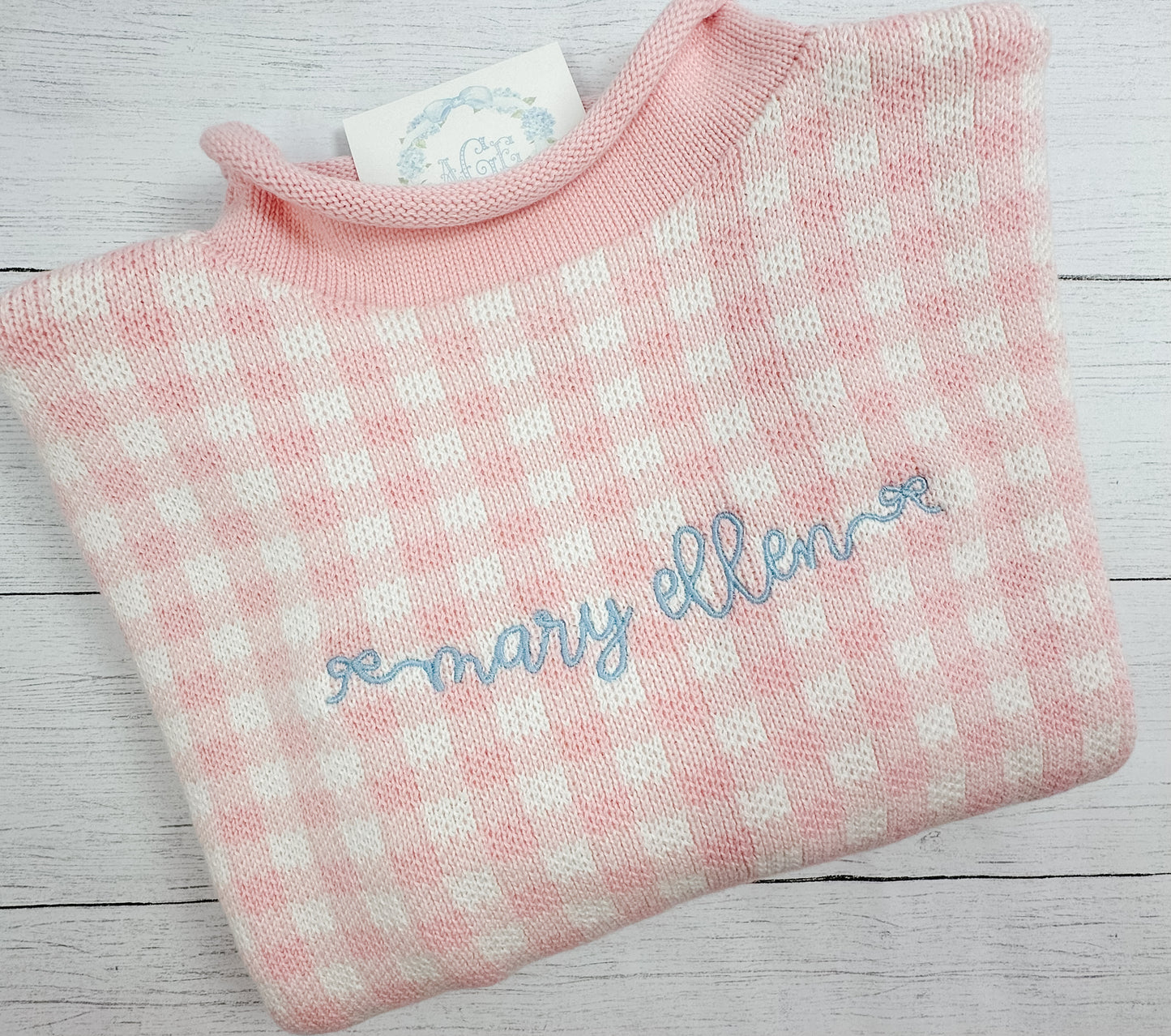 Gingham Rollneck Sweater PREORDER - name or mono