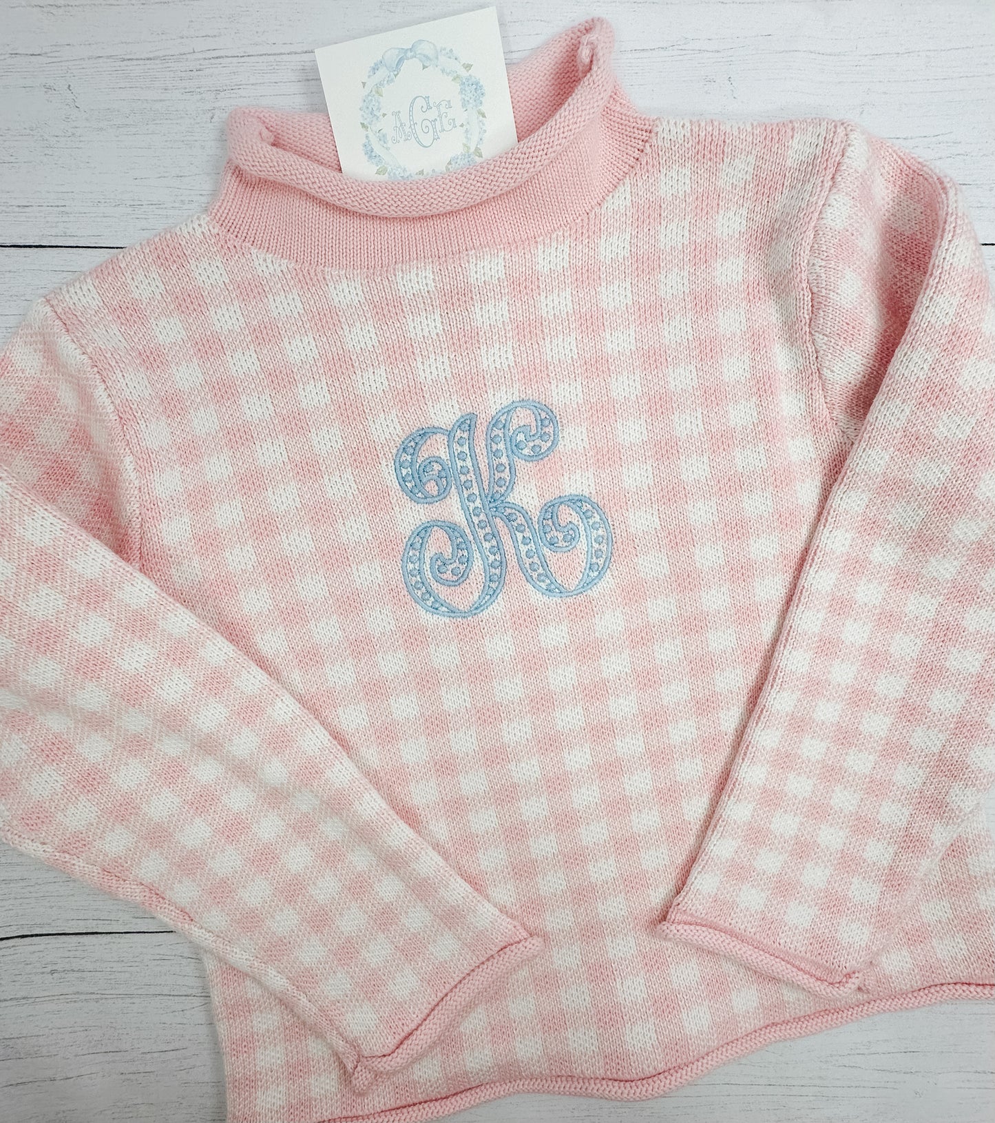 Gingham Rollneck Sweater PREORDER - name or mono