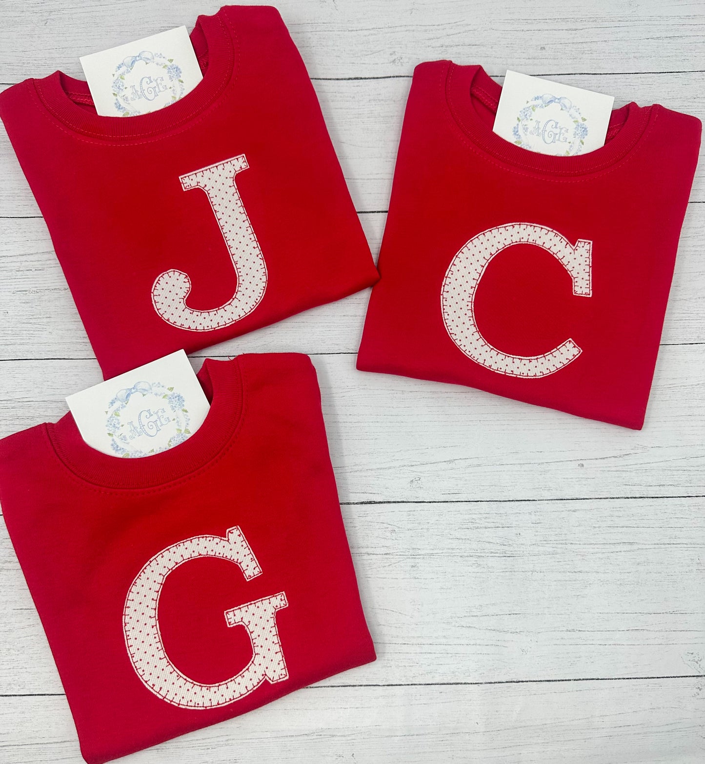 Initial appliqué tee