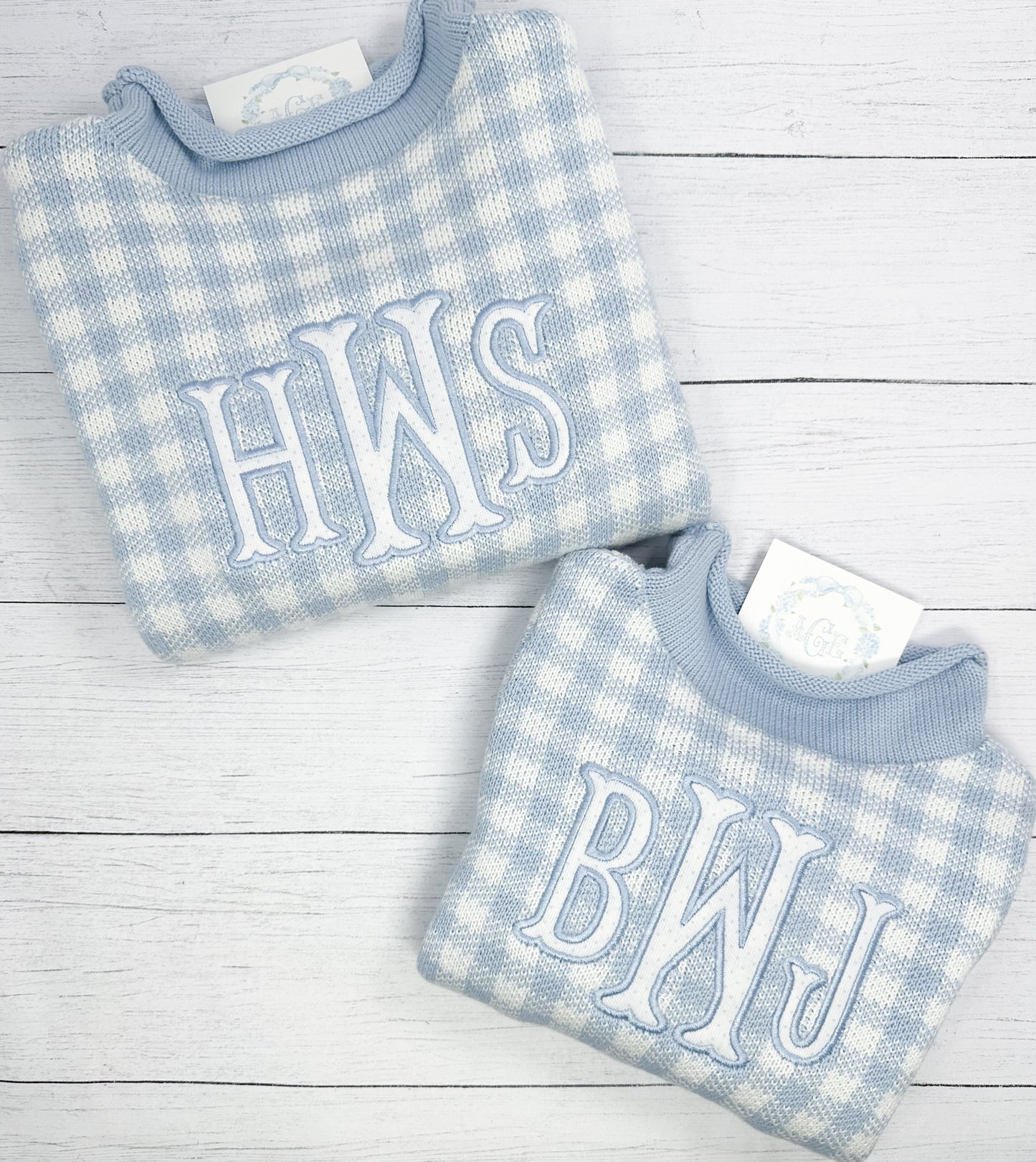 Gingham Rollneck Sweater PREORDER - appliqué