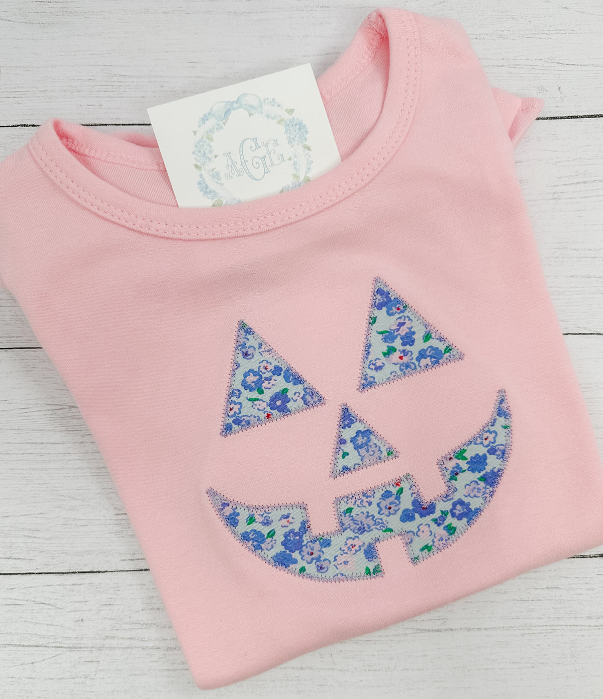 Jack O Lantern appliqué tee - short sleeves ruffle (girls)