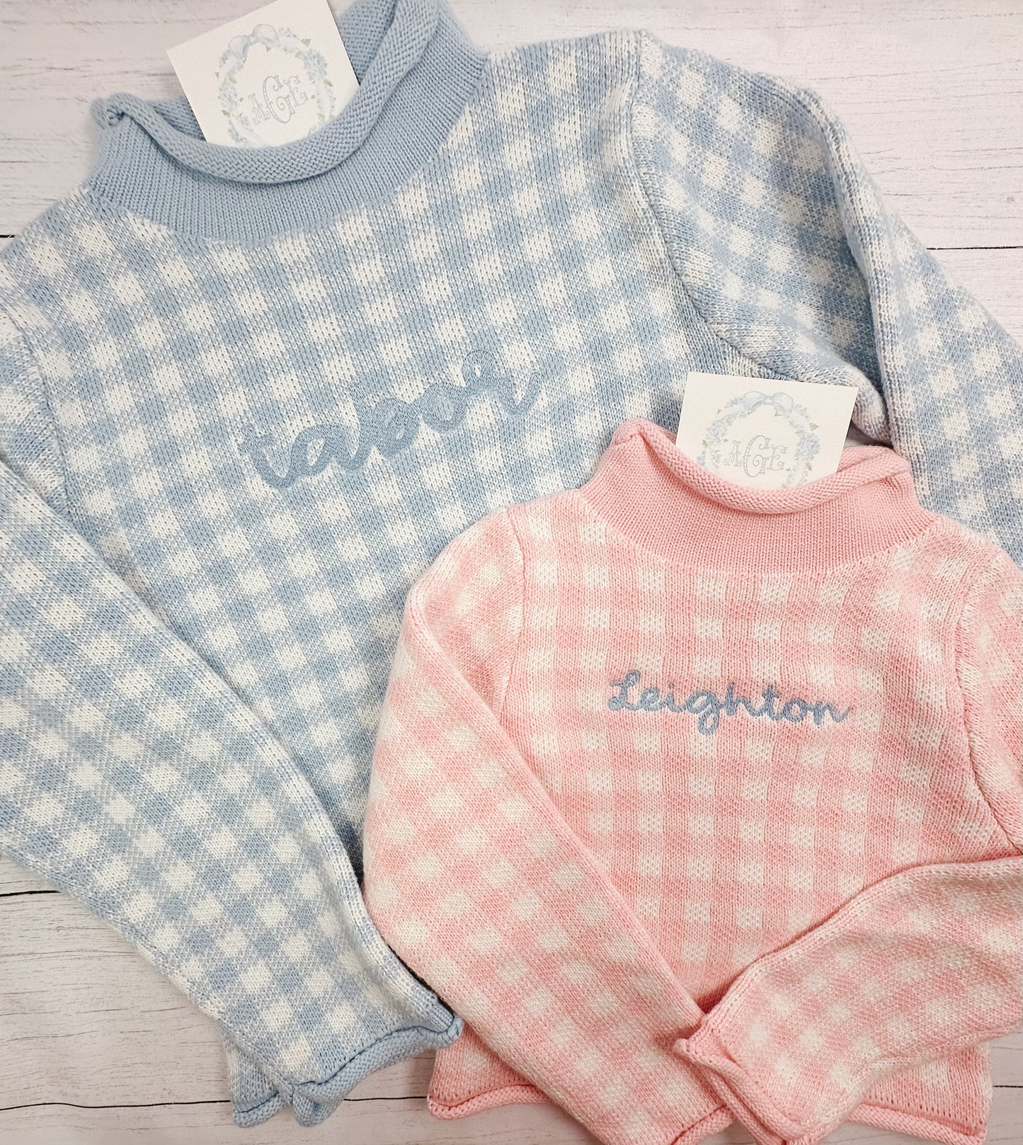 Gingham Rollneck Sweater PREORDER - name or mono