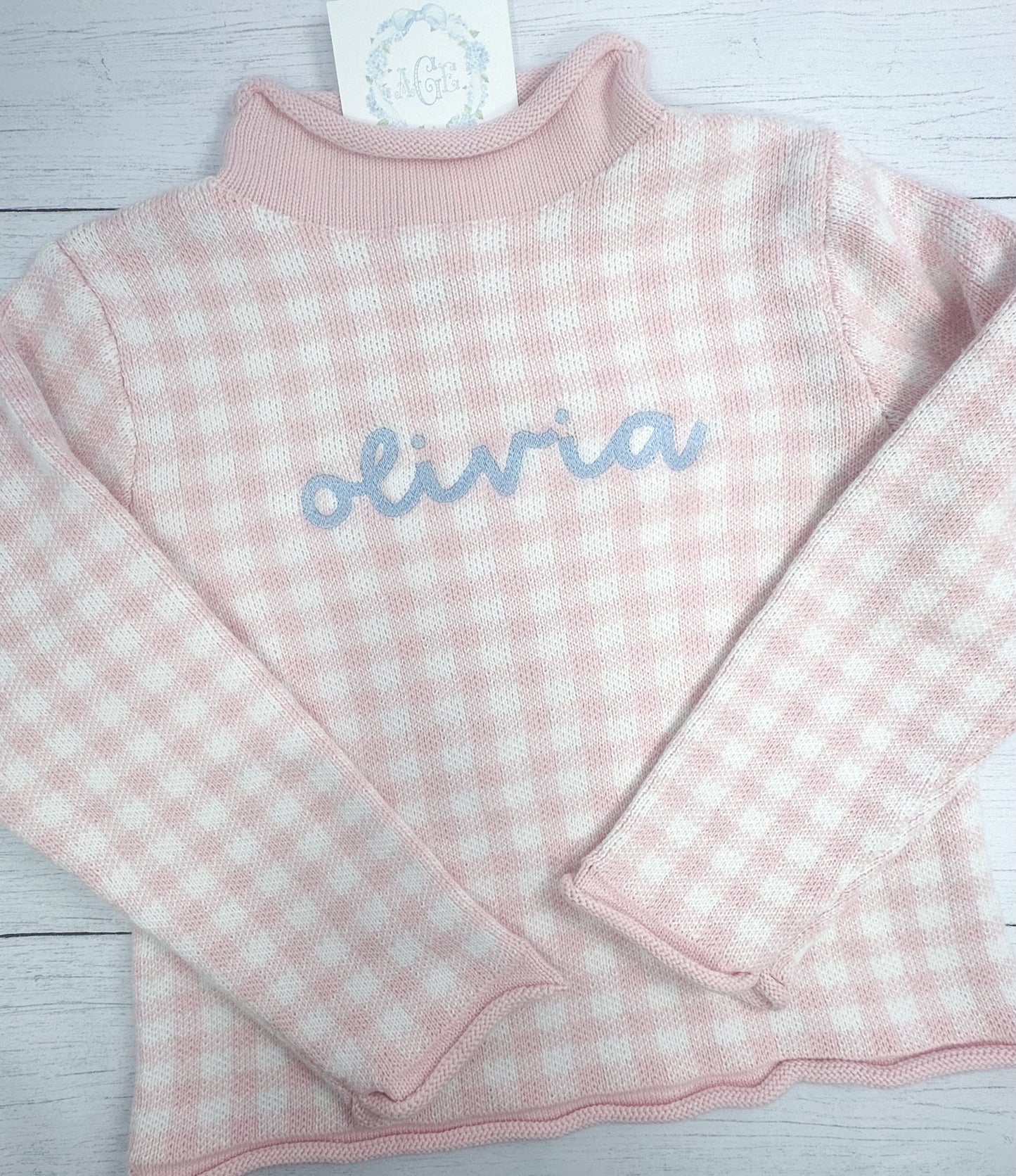 Gingham Rollneck Sweater PREORDER - name or mono