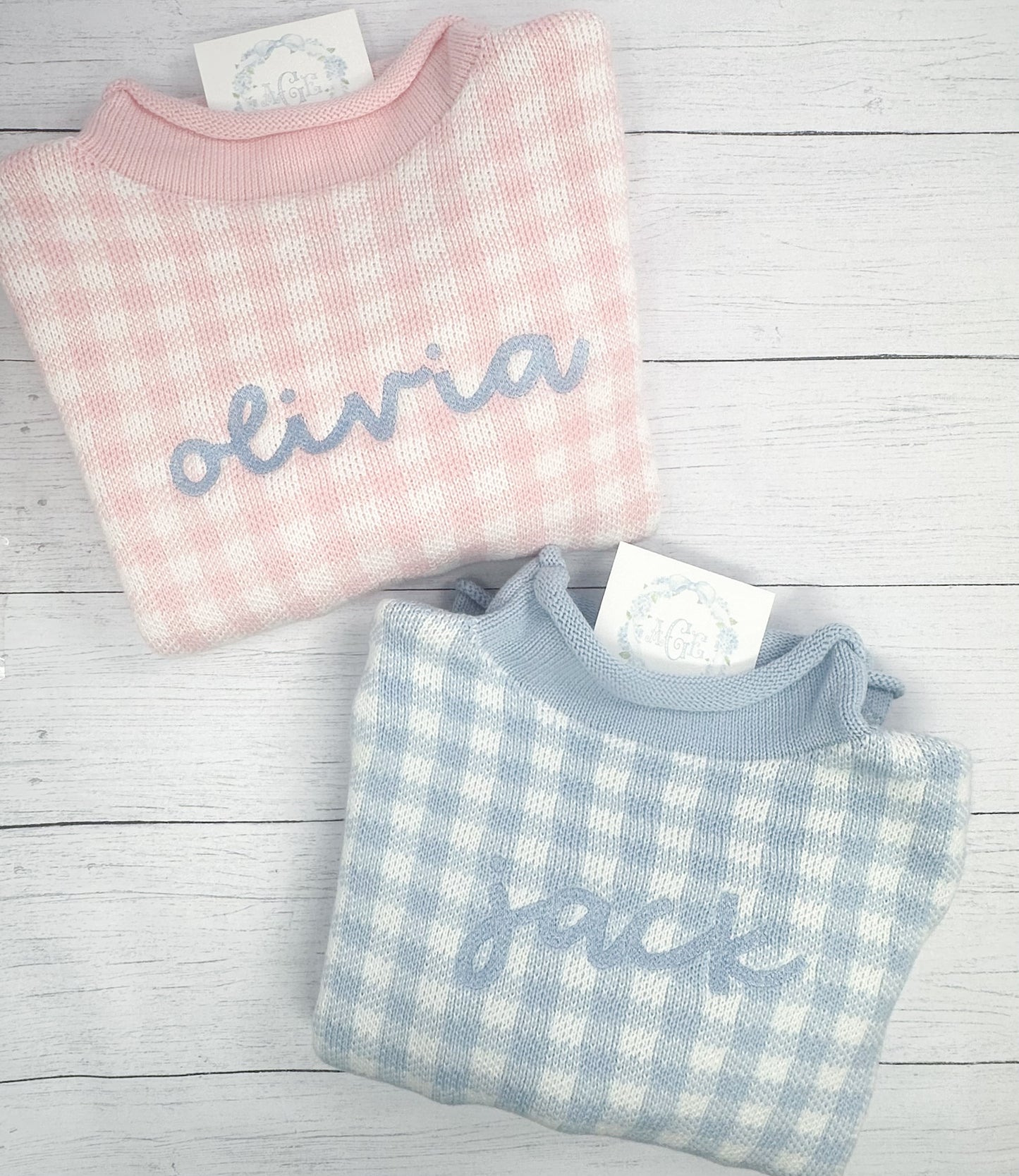Gingham Rollneck Sweater PREORDER - name or mono