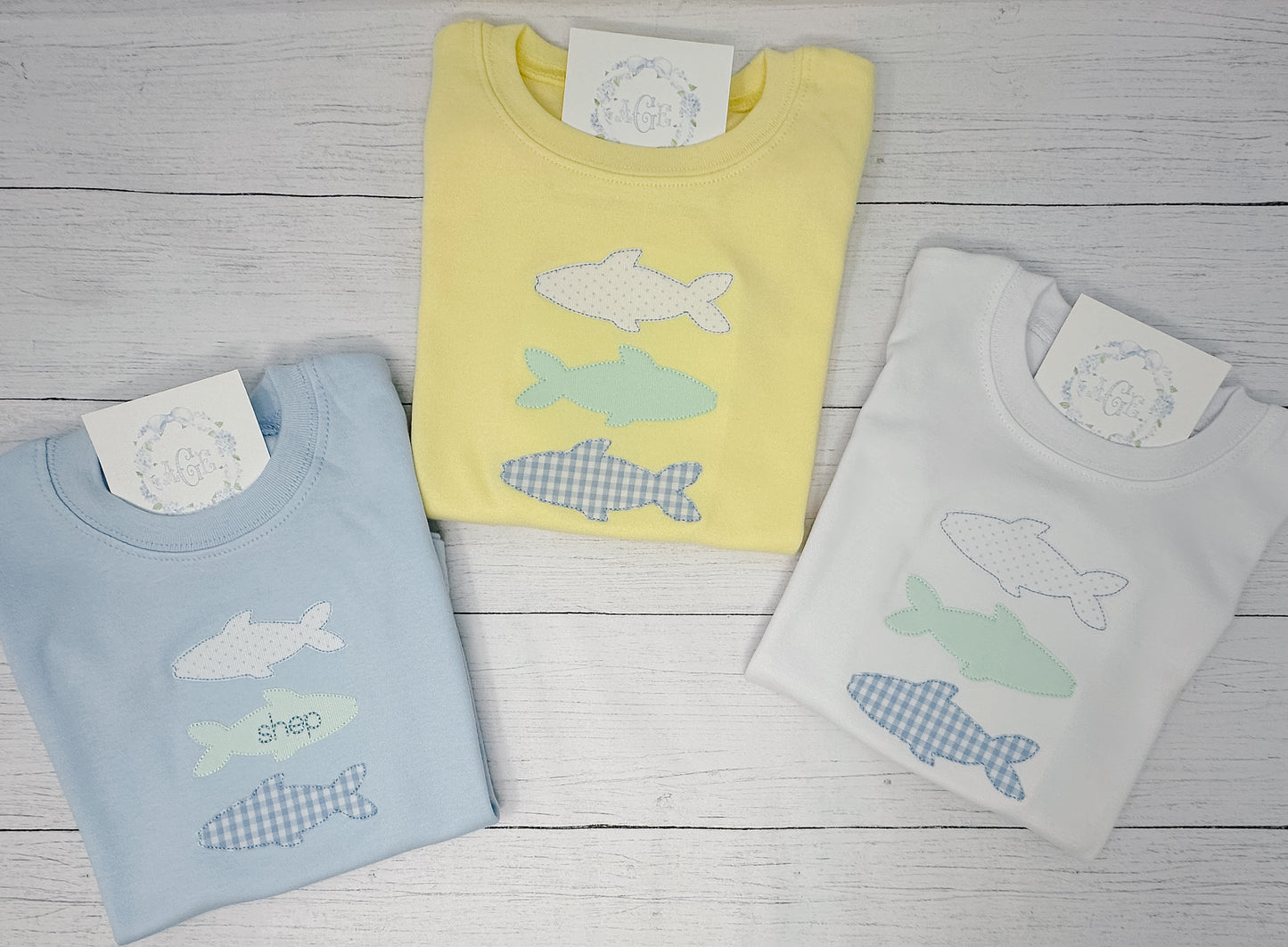 Fish trio appliqué tee