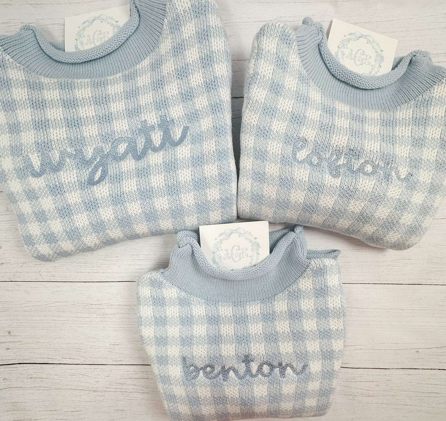 Gingham Rollneck Sweater PREORDER - name or mono