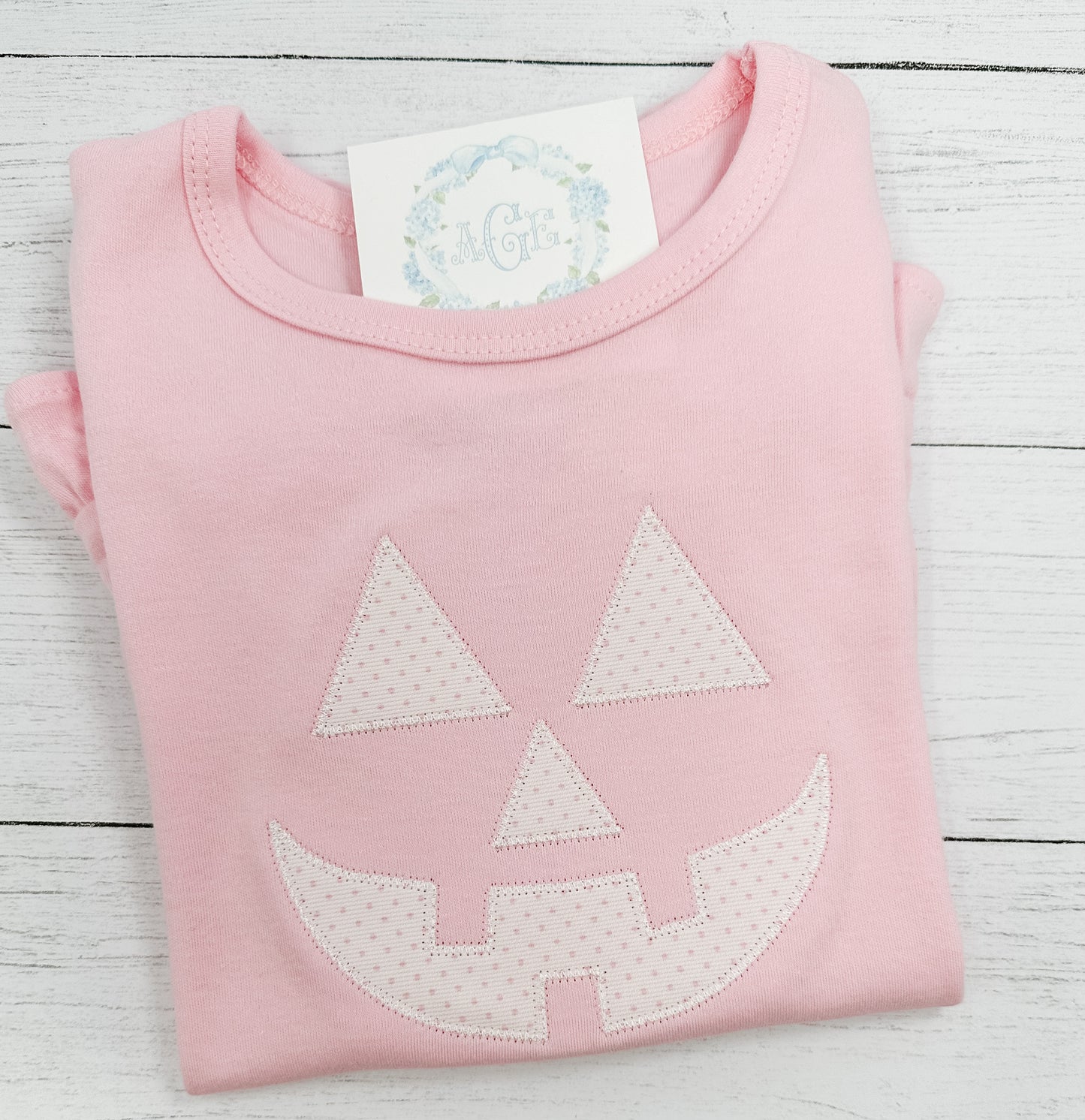 Jack O Lantern appliqué tee - short sleeves ruffle (girls)