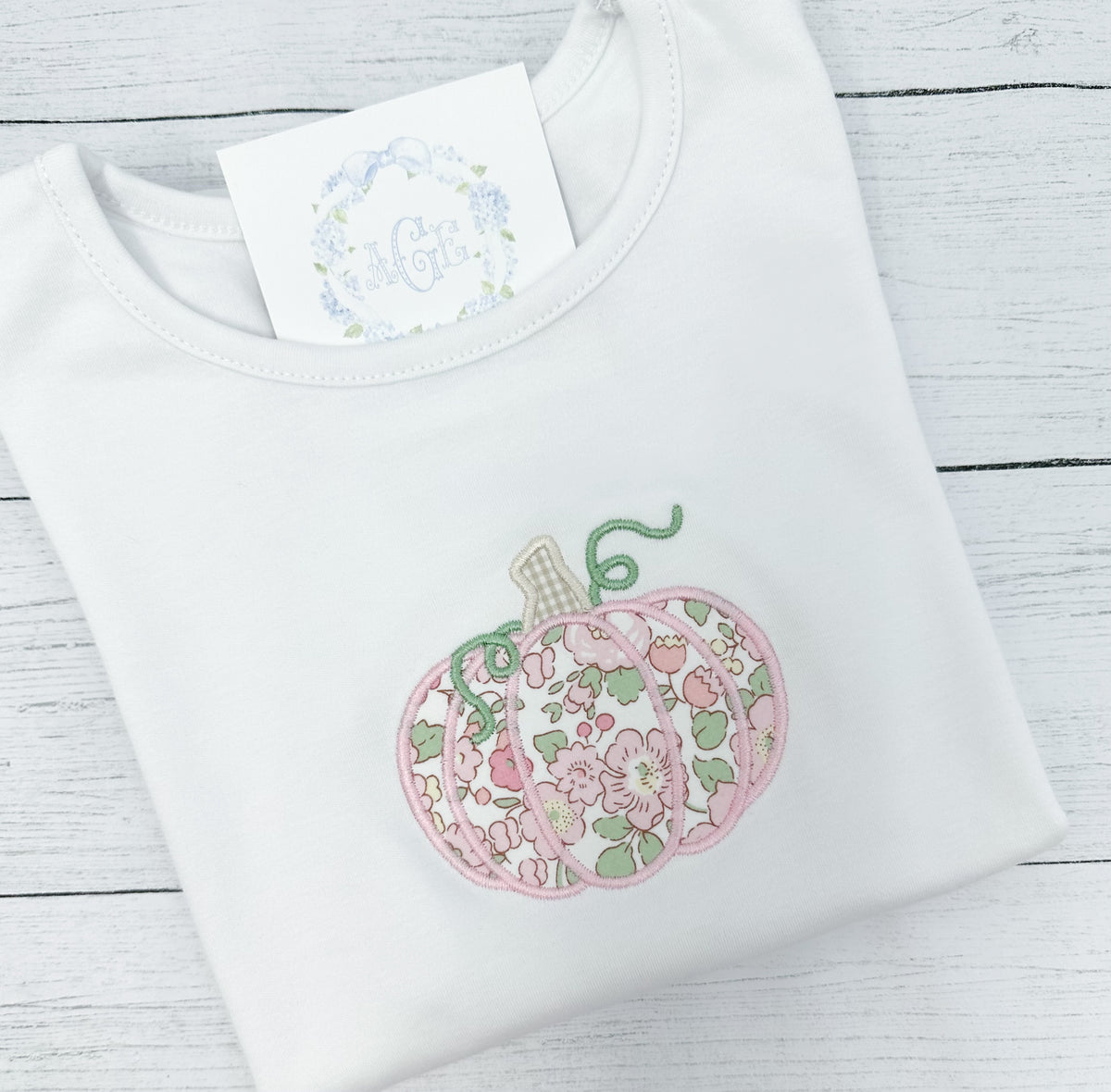 Pumpkin appliqué tee - short sleeves ruffle (girls)