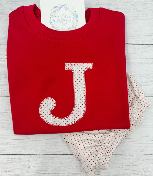 Initial appliqué tee - long sleeves