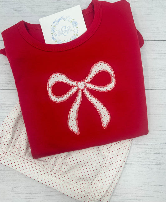 Bow appliqué tee - long sleeves