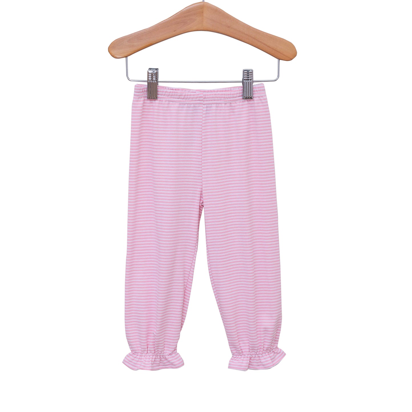 Knit Ruffle Bloomer Pants - light pink stripe