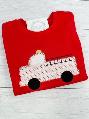 Firetruck Appliqué Tee - long sleeves